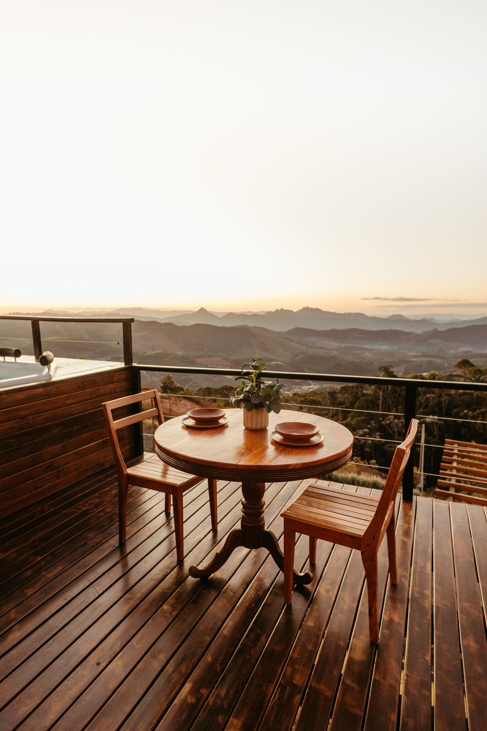 Balcony with Wooden Furniture